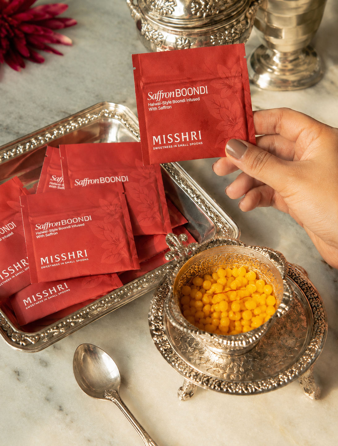 Saffron Boondi Sachets - Set of 10